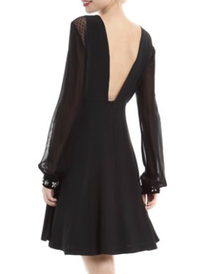 Max Mara Plunge Back Chiffon Sleeve Dress