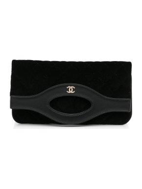 Chanel CC Velvet Foldover Clutch Bag