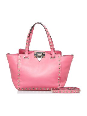 Valentino Garavani Pink Leather Rockstud Tote Bag