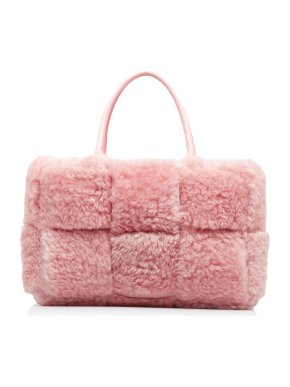 Bottega Veneta Small Pink Shearling Arco Tote Bag