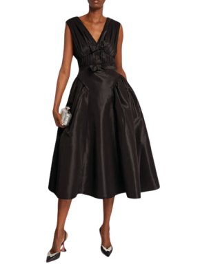 Self Portrait Black Bow Detail Midi Dress