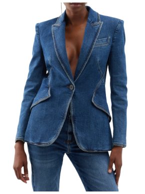 Alexander McQueen Single-breasted denim tailored jacket