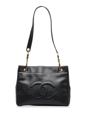 Chanel Black Caviar Leather CC Shoulder Bag