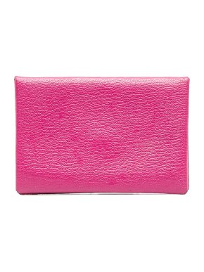 Hermes Pink Calvi Card Holder