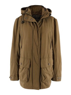 Purdey Khaki Cotton Blend Hooded Parka