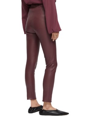 Joseph burgundy stretch leather leggings