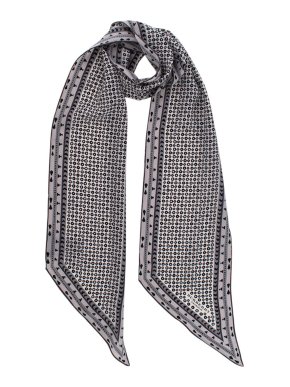 Burberry Black & Grey Silk Scarf 180 x 20cm