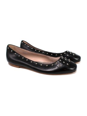 Tod's black leather studded ballerina flats