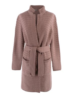 N.Peal Brown Textured Cashmere Belted Jacket