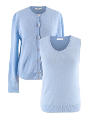 The Row Blue Cashmere Knit Twin-set