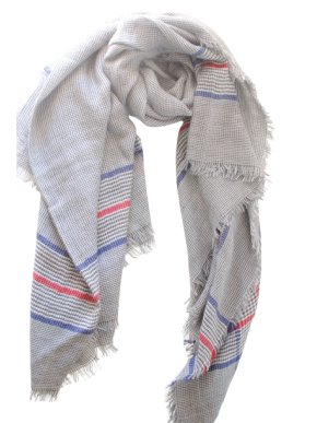Gucci Grey Wool Blend Striped Scarf