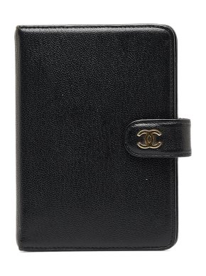 Chanel Black Leather Vintage CC Notebook Cover