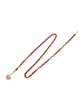 Chanel Red Leather CC Chain-Link Belt