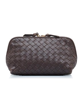 Bottega Veneta Chocolate Brown Intrecciato Leather Pouch