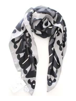 MaxMara Black Silk Monogram Shawl