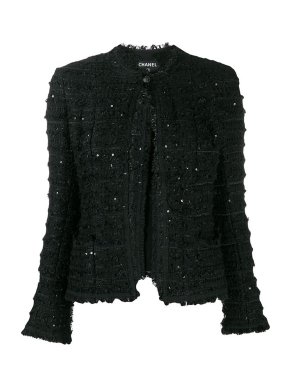 Chanel Black Sequin Embellished Lesage Tweed Jacket