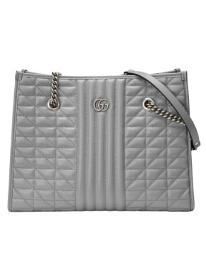 Gucci Grey Leather GG Marmont Tote Bag