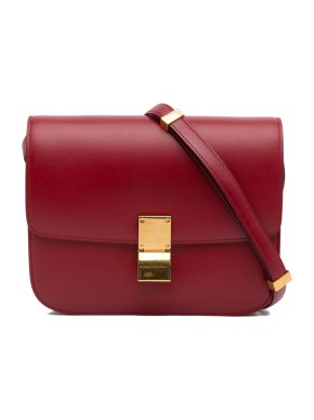 Celine Red Leather Medium Classic Box Bag