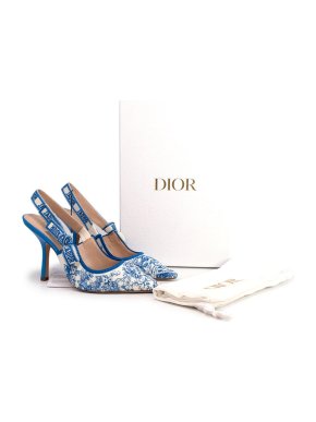 Blue Toile De Jouy Sauvage J'adior Slingback Sandals
