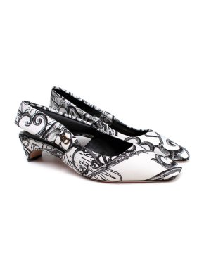 Dior Black & White Printed Slingbacks
