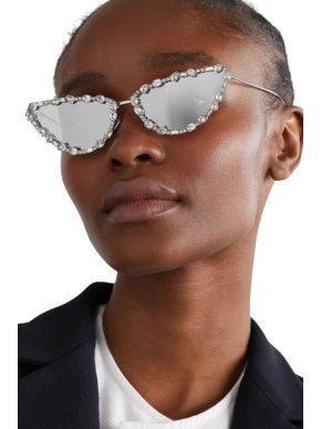 Dior Silver Tone Missdior Cat-Eye Crystal-Embellished Sunglasses