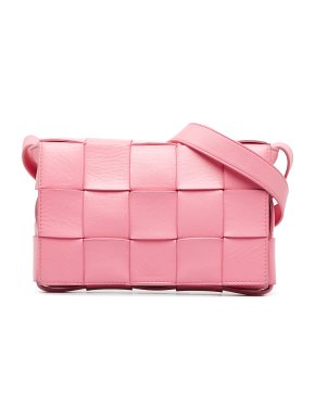 Bottega Veneta Candy Pink Maxi Intrecciato Cassette Leather Crossbody Bag