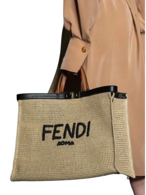Fendi Medium Raffia Peekaboo X-Tote