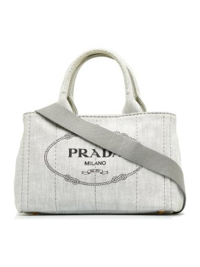 Prada Canapa Logo Denim Crossbody Bag