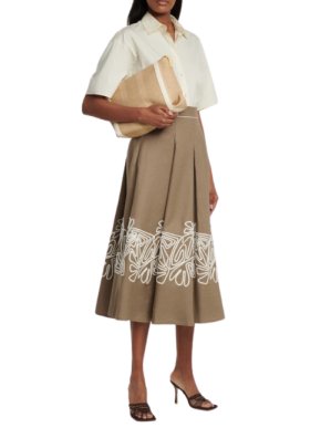 Loro Piana Dolly high-rise linen midi skirt