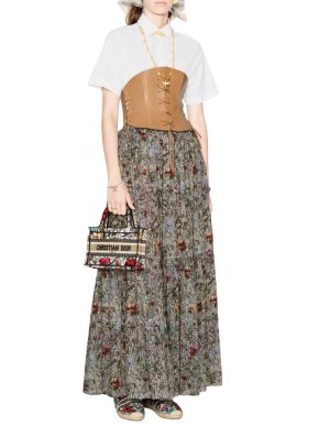 Dior Floral Print Cotton Midi Skirt