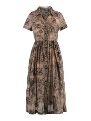 Dior Toile De Jouy Fantasie Midi Shirt Dress