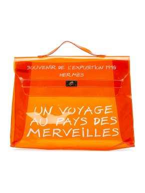 Hermes Hermès Kelly Souvenir De L'exposition 1997 Orange Vinyl Top Handle Bag