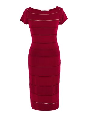 Dior Red Stretch Cotton Midi Dress