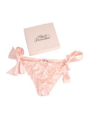 Agent Provocateur Blush Silk Bow Tie Knickers