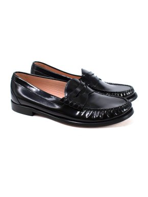 J Crew Black Glossy Leather Loafers