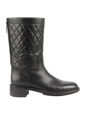 Chanel Black Quilted Leather Boots