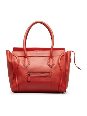 Celine Red Leather Medium Luggage Tote