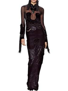 Tom Ford Runway Black  Sheer Panelled Tinsel Gown