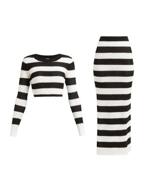 Black & White Striped Knit Margaret Top & Skirt 1