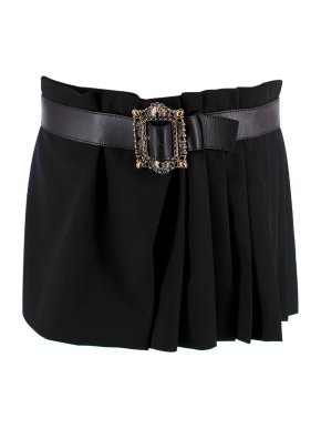 Alexander McQueen Black Belted Pleated Mini Skirt