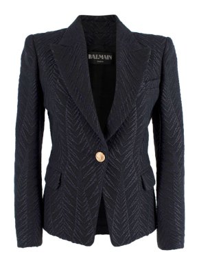 Balmain Black Textured Cotton Blend Jacket