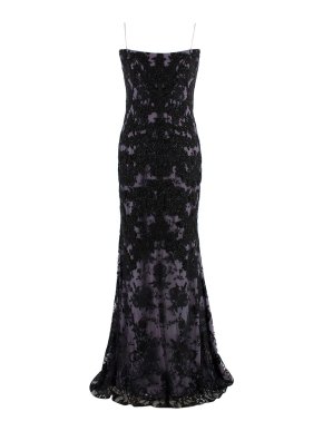 Alexander McQueen Black & Lilac Lace Gown