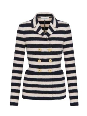 Dior Blue & White Cotton Blend Marinière Double Breasted Jacket