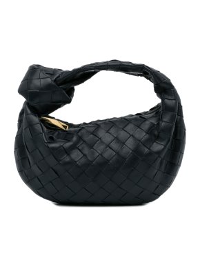 Bottega Veneta Black Leather Mini Intrecciato Jodie Bag