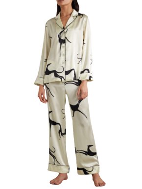 Olivia von Halle Lila Crescendo Printed Silk-satin Pajama Set
