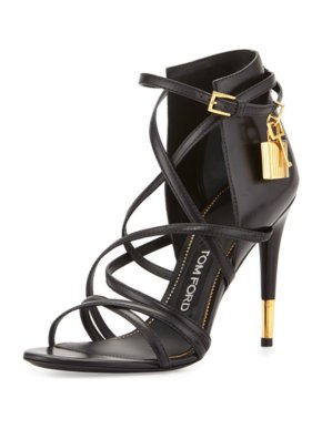 Tom Ford Leather Ankle Wrap Padlock Pumps