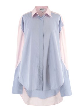 Loewe blue and pink oversized cotton poplin shirt