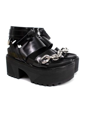 Louis Vuitton Black Leather Samourai Sandals