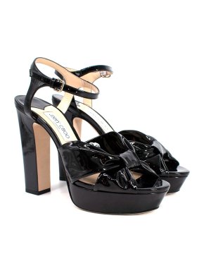 Jimmy Choo Black Patent Leather Heloise Platform Sandals