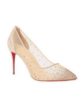 Christian Louboutin Follies Strass 85 suede crystal pumps